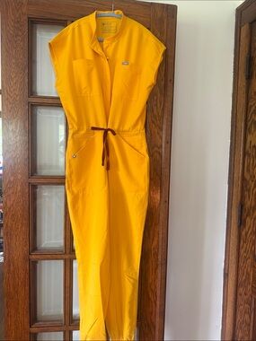 Figs Bright Yellow Utility Jumpsuit with Drawstring